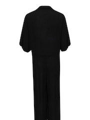 Soaked in Luxury Zaya Cropped Half Sleeve Black Jumpsuit - Image 4 of 4
