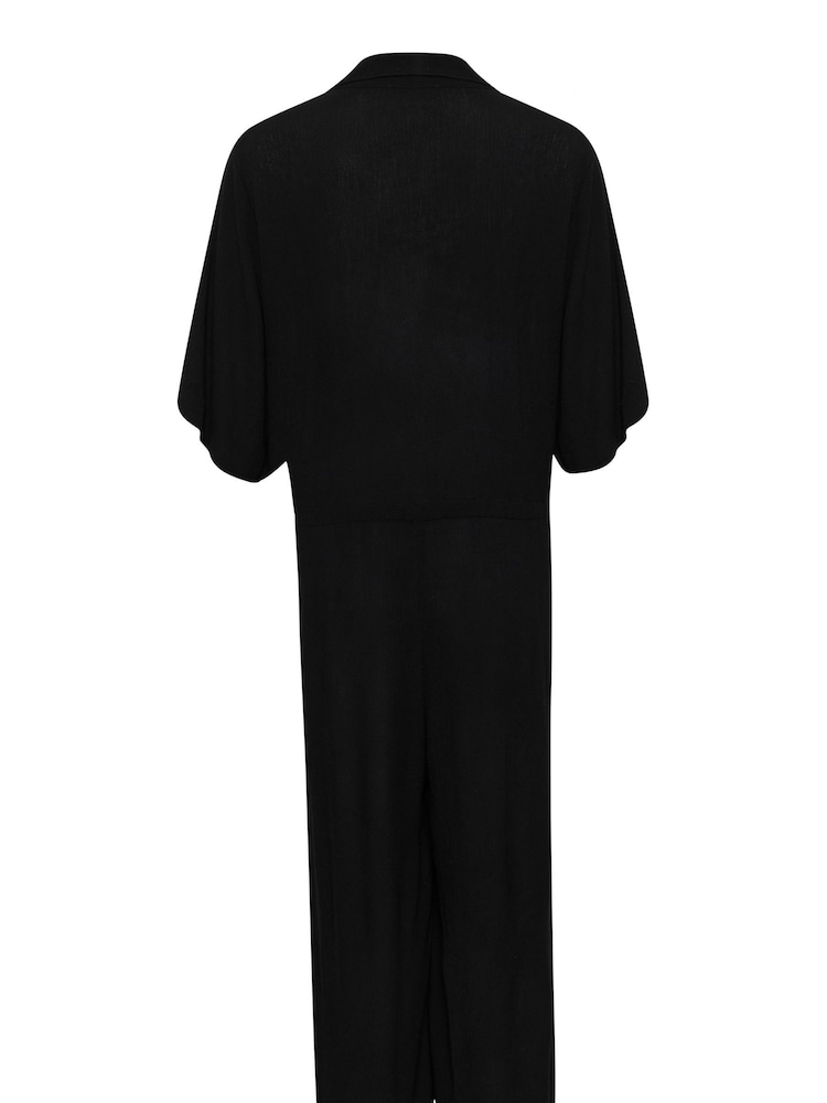 Soaked in Luxury Zaya Cropped Half Sleeve Black Jumpsuit - Image 4 of 4