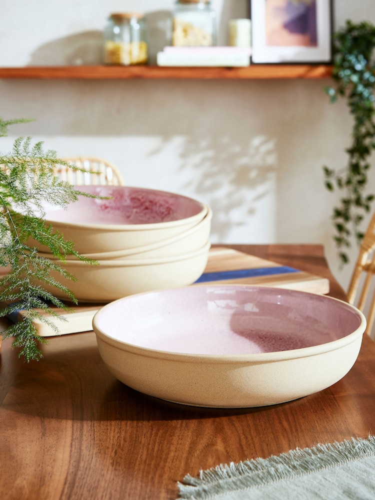 Portmeirion Rose Quartz Minerals Medium Set of 4 Pasta Bowls - Image 1 of 8