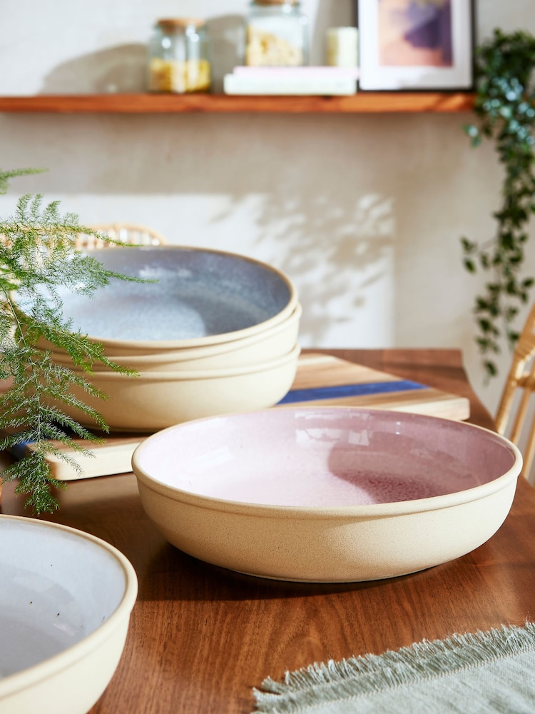 Portmeirion Rose Quartz Minerals Medium Set of 4 Pasta Bowls - Image 2 of 8