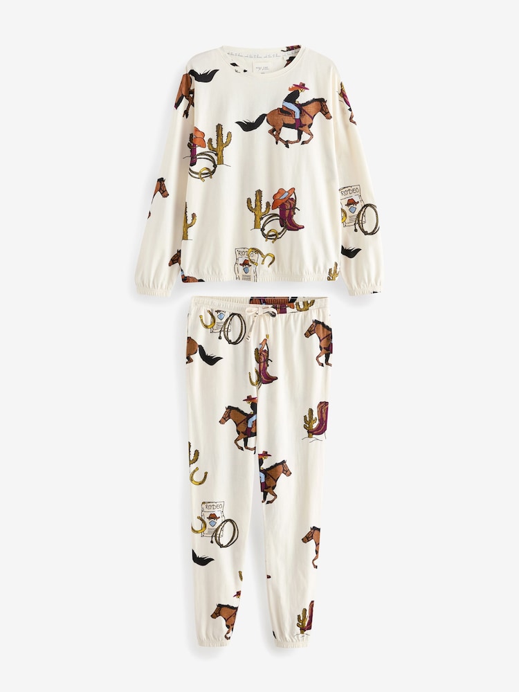 Ecru Cowboy 100% Cotton Long Sleeve Pyjamas - Image 4 of 8