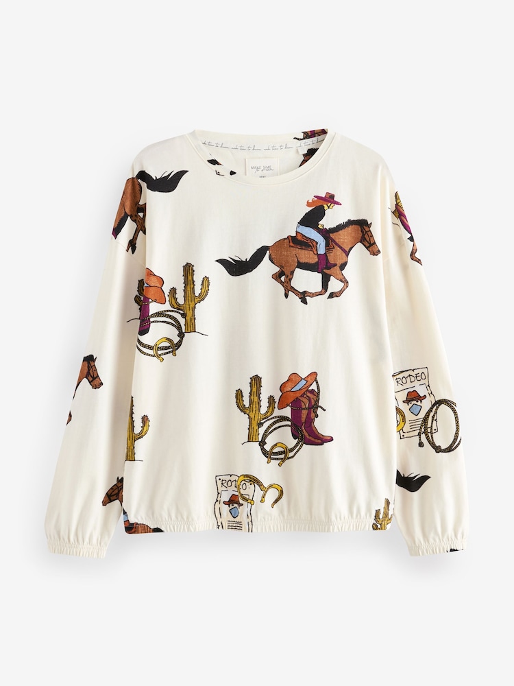 Ecru Cowboy 100% Cotton Long Sleeve Pyjamas - Image 5 of 8
