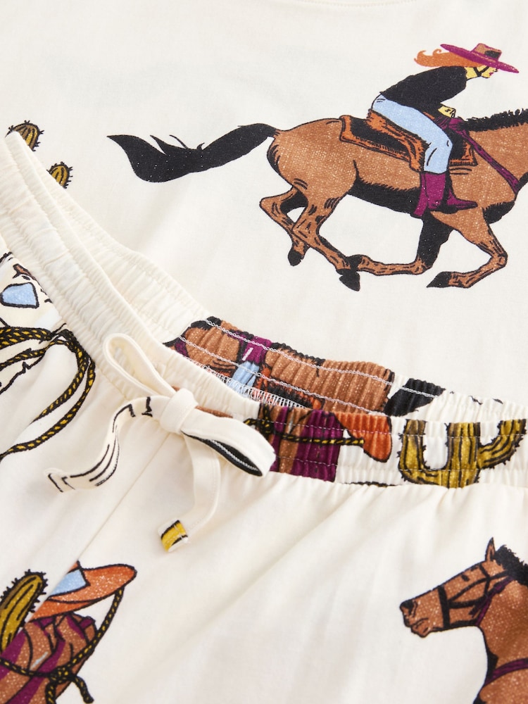 Ecru Cowboy 100% Cotton Long Sleeve Pyjamas - Image 7 of 8