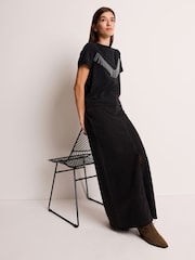 Black Embellished Western Cowboy Fringe T-Shirt - Image 1 of 5