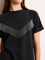 Black Embellished Western Cowboy Fringe T-Shirt - Image 3 of 5