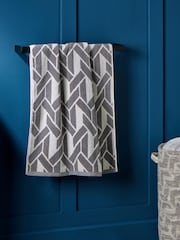 Grey Geo 100% Cotton Towel - Image 1 of 5