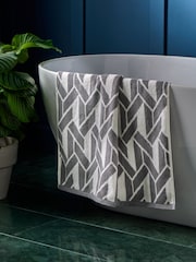 Grey Geo 100% Cotton Towel - Image 2 of 5