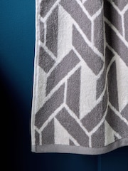Grey Geo 100% Cotton Towel - Image 3 of 5