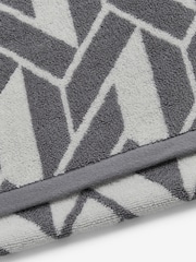 Grey Geo 100% Cotton Towel - Image 4 of 5