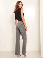 Lipsy Grey Diamante Mid Rise Wide Leg Jeans - Image 3 of 4