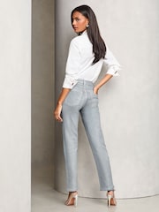 Lipsy Silver High Waist Straight Leg Jeans - Image 4 of 4