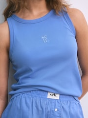 Azul - self. Pijama de conjunto de pantalones cortos y camiseta sin mangas de canalé - Imagen 6 de 6