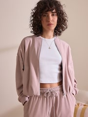 Pink Supersoft Rib Bomber Jacket - Image 2 of 9