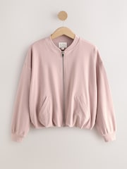 Pink Supersoft Rib Bomber Jacket - Image 6 of 9