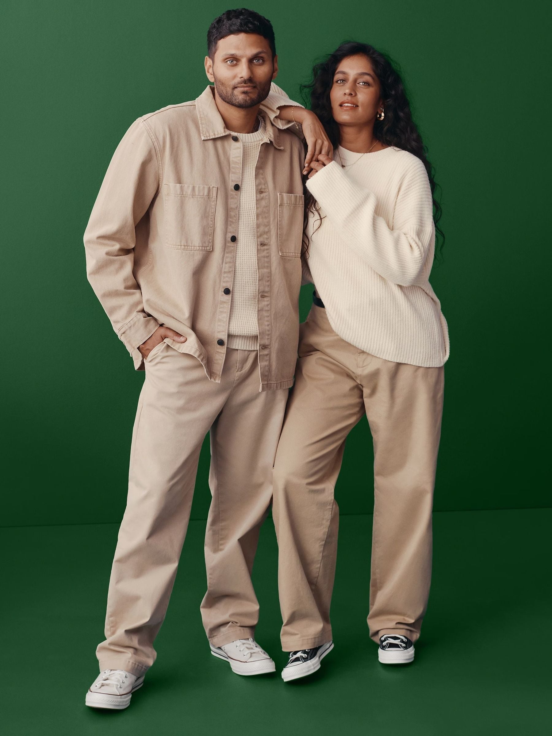 Buy Gap Beige Baggy Fit Stretch Modern Chino Trousers from