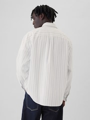 Gap White Stripe Bear Long Sleeve Oxford Shirt - Image 2 of 5