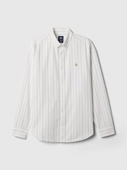 Gap White Stripe Bear Long Sleeve Oxford Shirt - Image 5 of 5