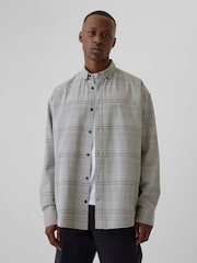 Gap Light Grey Check Bear Long Sleeve Oxford Shirt - Image 1 of 5