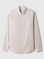 Gap Cream & Blue Regular Fit Long Sleeve Poplin Shirt - Image 5 of 5
