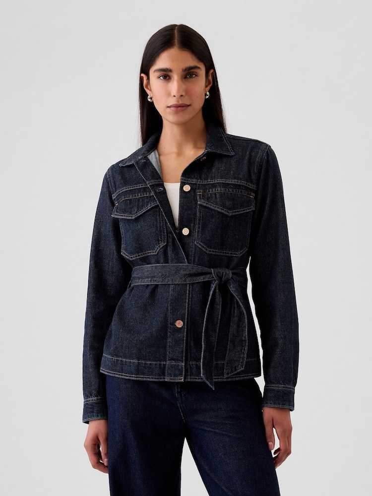 Gap Blue Ultra Soft Denim Belted Jacket - Image 1 of 5