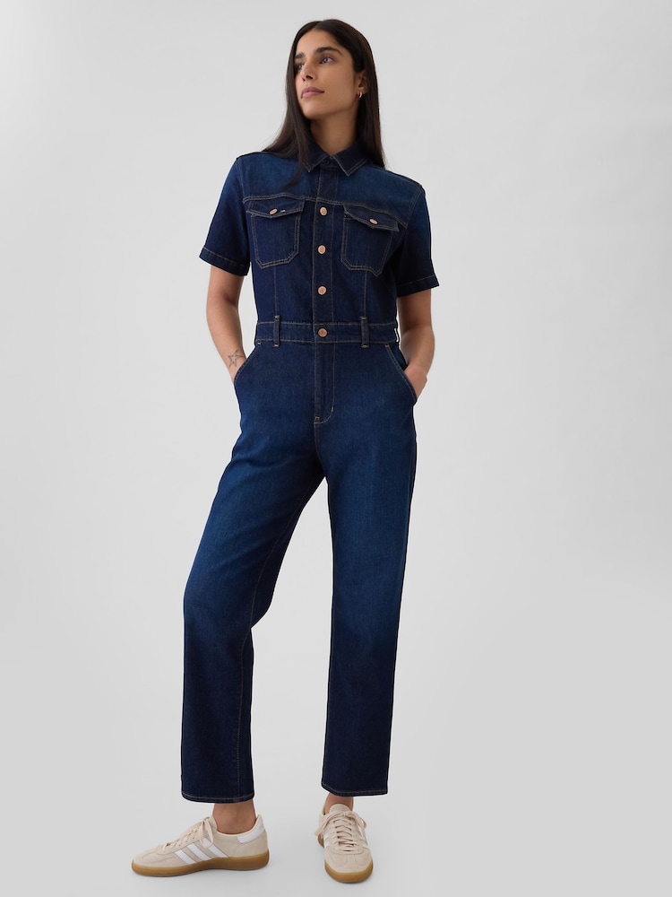 Gap Blue Denim Jumpsuit - Image 1 of 4