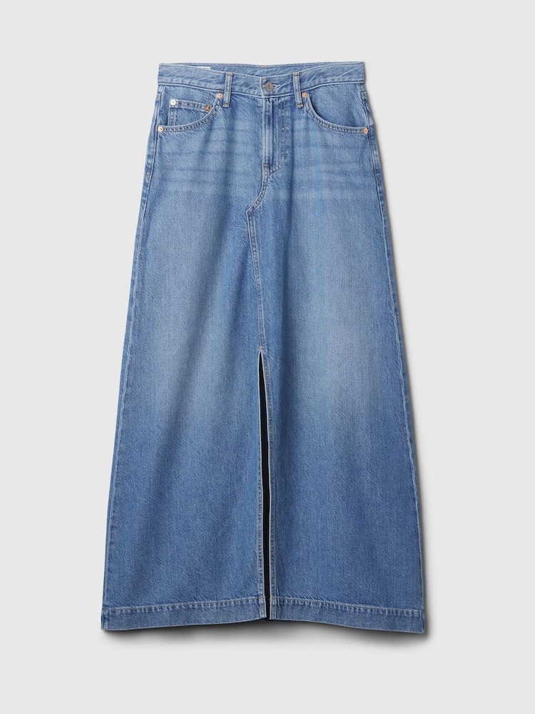 Gap Blue UltraSoft Denim Maxi Skirt - Image 5 of 5