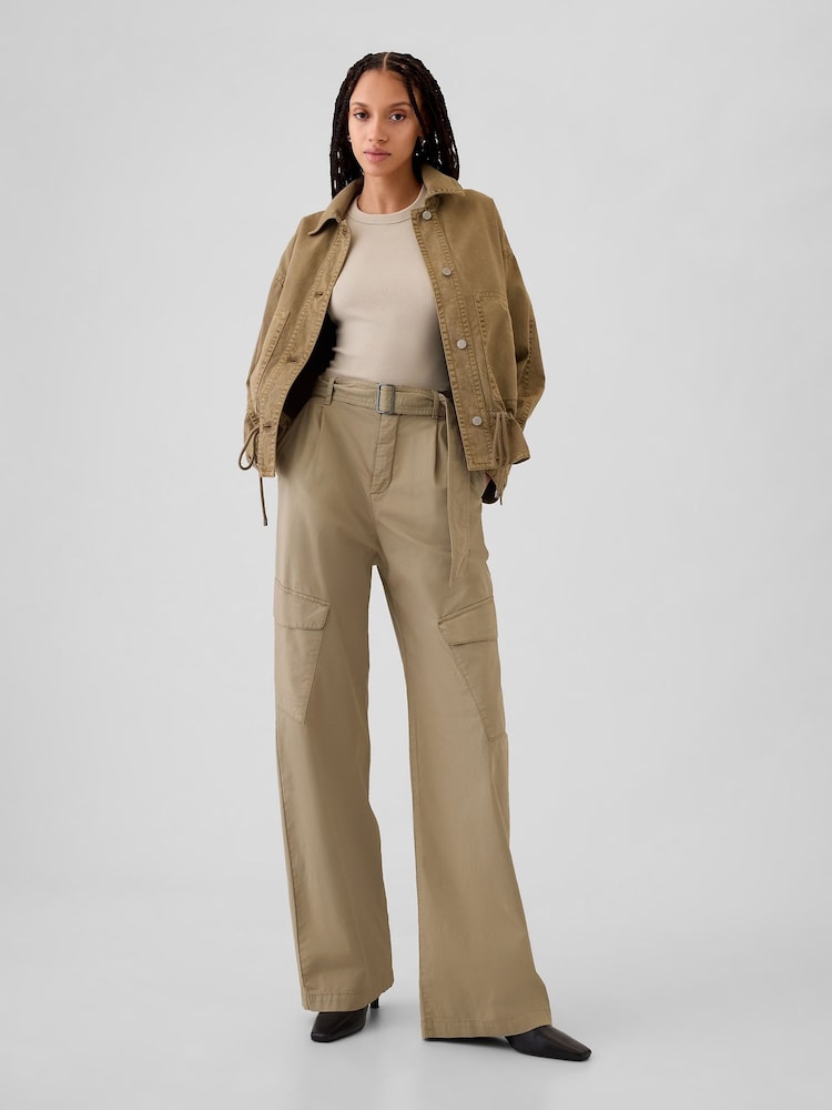 Gap Brown High Waisted Baggy Cargo Trousers - Image 1 of 7