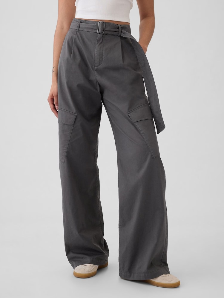 Gap Grey High Waisted Baggy Cargo Trousers - Image 2 of 4