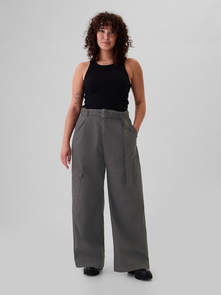 Gap Grey High Waisted Baggy Cargo Trousers - Image 4 of 4