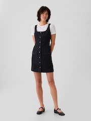 Gap Black Utility Button Mini Dress - Image 1 of 4