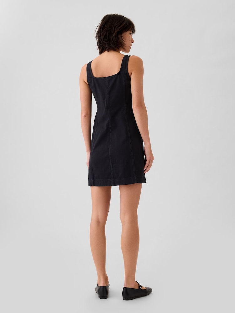 Gap Black Utility Button Mini Dress - Image 2 of 4