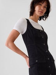 Gap Black Utility Button Mini Dress - Image 3 of 4