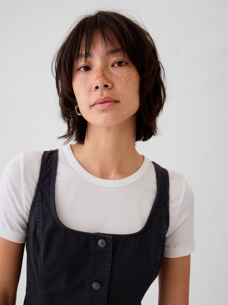 Gap Black Utility Button Mini Dress - Image 4 of 4