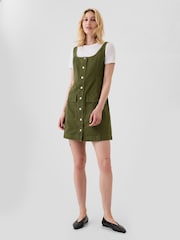 Gap Green Utility Button Mini Dress - Image 1 of 5