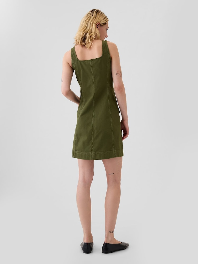 Gap Green Utility Button Mini Dress - Image 2 of 5