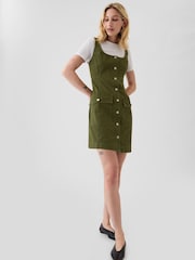 Gap Green Utility Button Mini Dress - Image 3 of 5