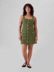 Gap Green Utility Button Mini Dress - Image 4 of 5
