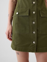Gap Green Utility Button Mini Dress - Image 5 of 5