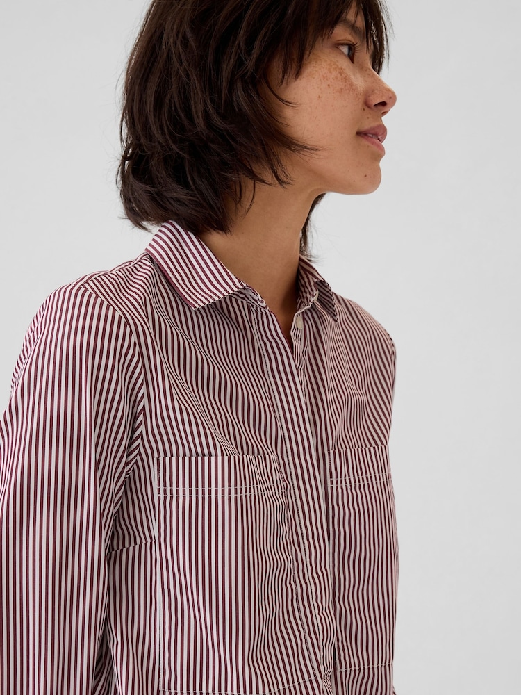 Gap Red Cotton Mini Shirt Dress - Image 5 of 5