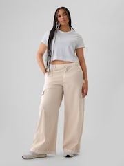 Gap Beige Mid Rise Cotton Baggy Cargo Trousers - Image 5 of 6