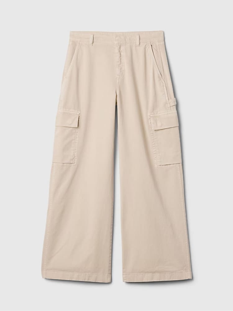 Gap Beige Mid Rise Cotton Baggy Cargo Trousers - Image 6 of 6