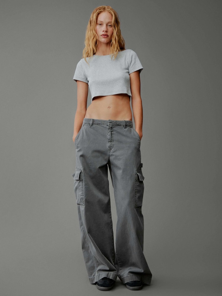 Gap Grey Mid Rise Cotton Baggy Cargo Trousers - Image 1 of 8