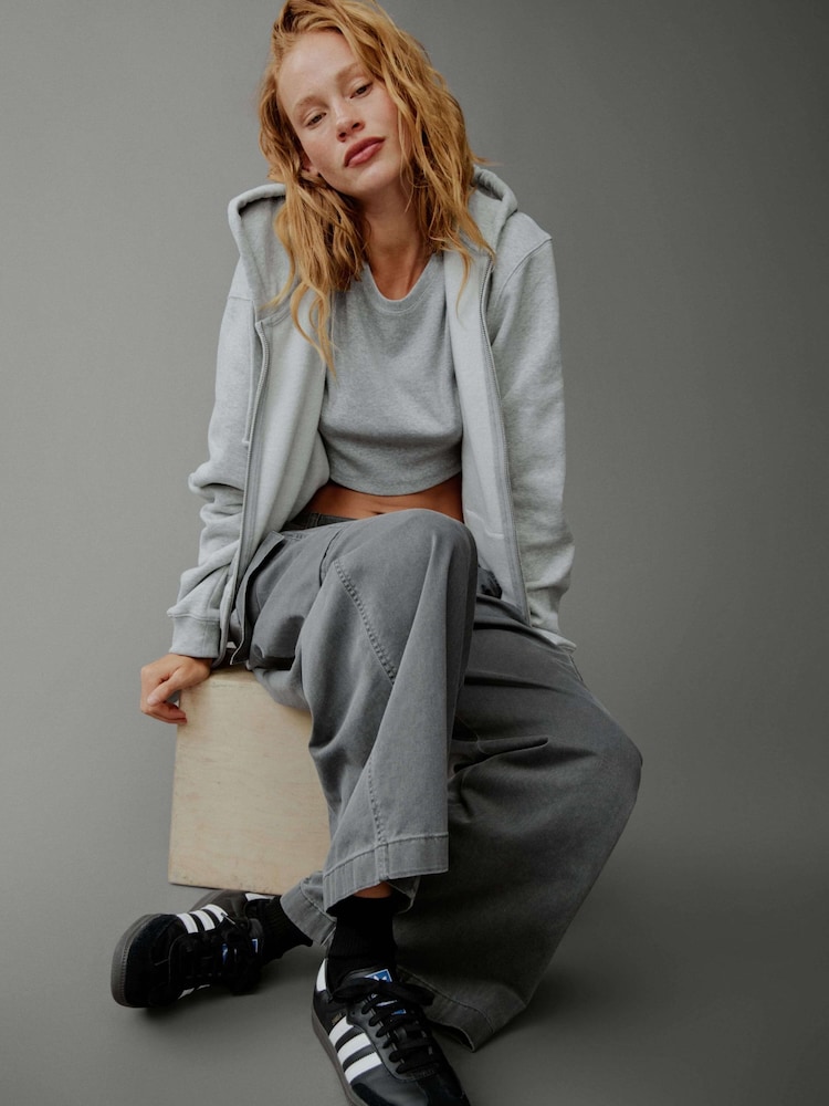 Gap Grey Mid Rise Cotton Baggy Cargo Trousers - Image 2 of 8