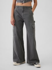 Gap Grey Mid Rise Cotton Baggy Cargo Trousers - Image 3 of 8