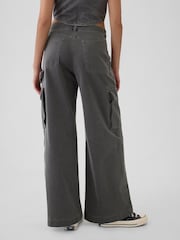 Gap Grey Mid Rise Cotton Baggy Cargo Trousers - Image 6 of 8