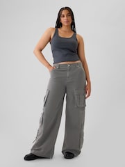 Gap Grey Mid Rise Cotton Baggy Cargo Trousers - Image 8 of 8