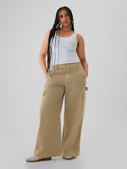 Gap Brown Mid Rise Cotton Baggy Cargo Trousers - Image 1 of 6