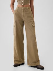 Gap Brown Mid Rise Cotton Baggy Cargo Trousers - Image 2 of 7