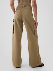 Gap Brown Mid Rise Cotton Baggy Cargo Trousers - Image 2 of 6
