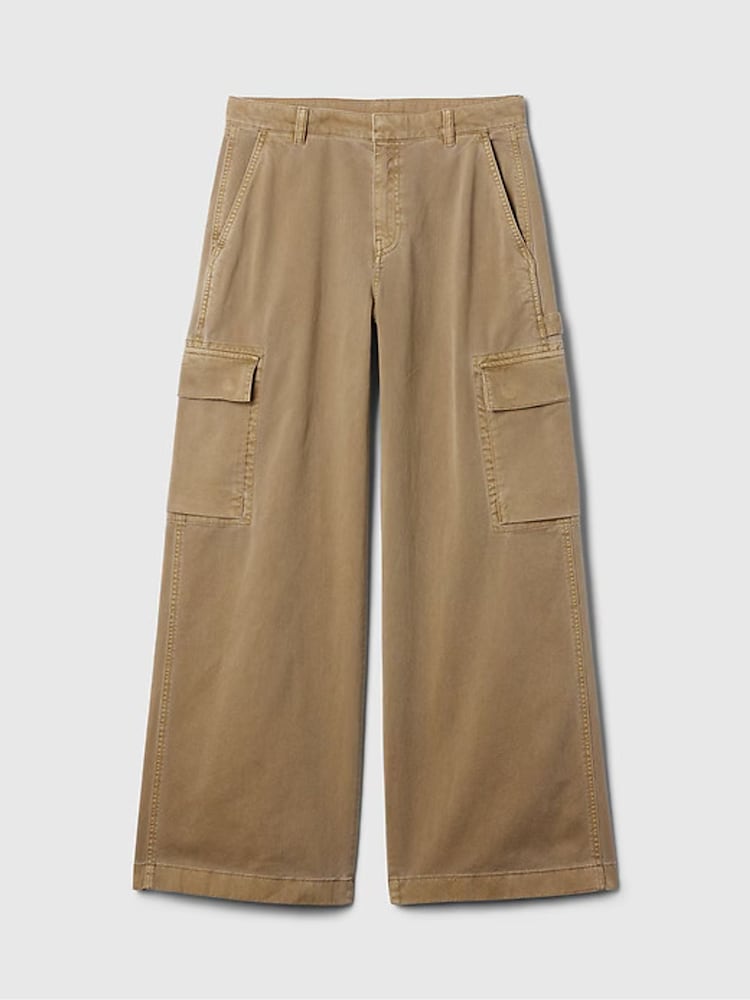 Gap Brown Mid Rise Cotton Baggy Cargo Trousers - Image 6 of 6